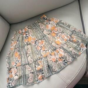 Altar'd State Cream and Blue Patterned Skirt